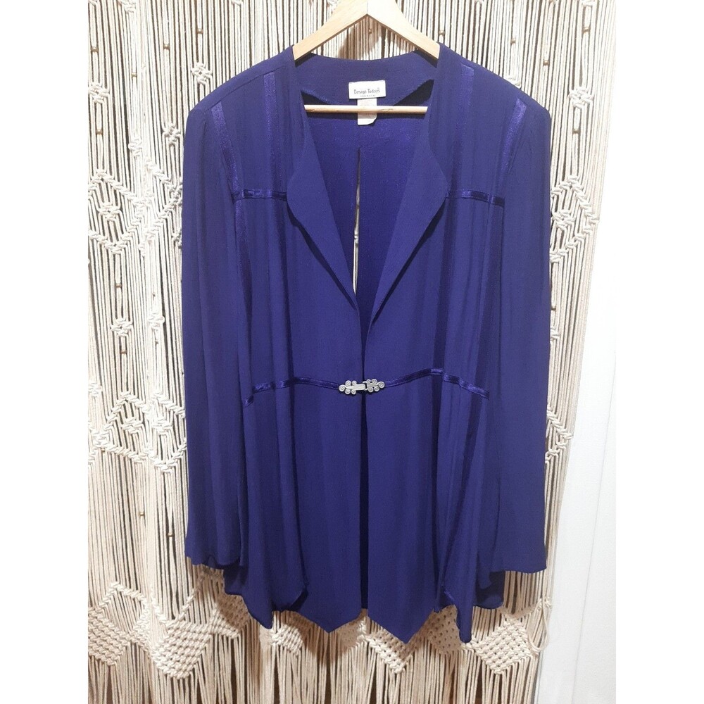 80s Vintage Gorgeous Indigo Blue DESIGN TODAYS Slit Accent Jacket SZ XLarge
